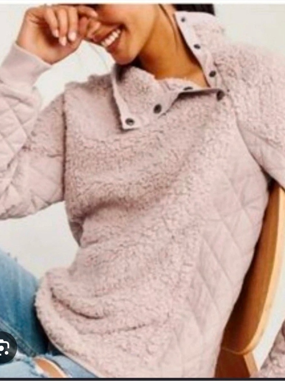 Abercrombie & Fitch Soft AF Quilted Sherpa Pullover Pink Small